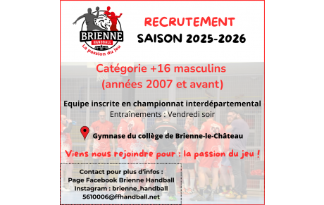 RECRUTEMENT +16M SAISON 2025-2026 !