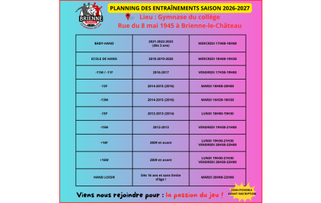 INFORMATION REPRISE DES ENTRAÎNEMENTS !
